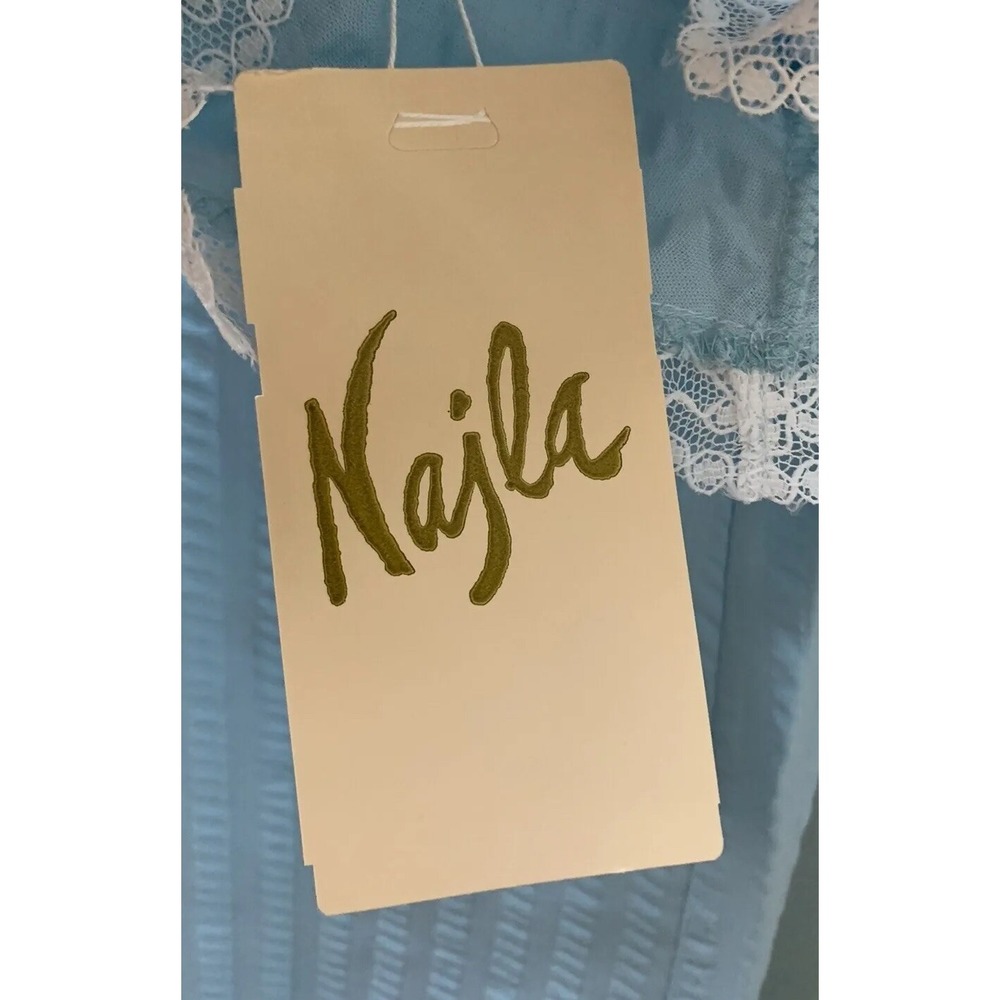 Vintage Najla New York Long Blue Summer Lace Rayon Blend Nightgown S USA NOS - Picture 5 of 8